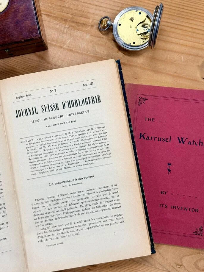 Publication dans le Journal Suisse d'horlogerie de 1894 d'un article sur le Carrousel par son inventeur Bonniksen